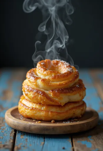 Kürtőskalács cotto fino a doratura, spolverato con zucchero alla cannella