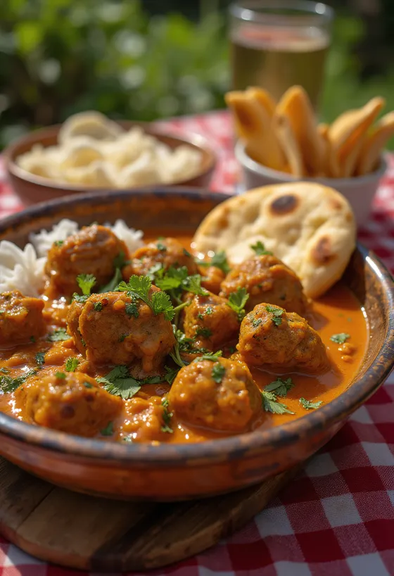 Curry di Agnello Balti, curry di agnello speziato servito con coriandolo