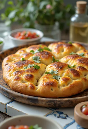 Focaccia speziata alla messicana servita