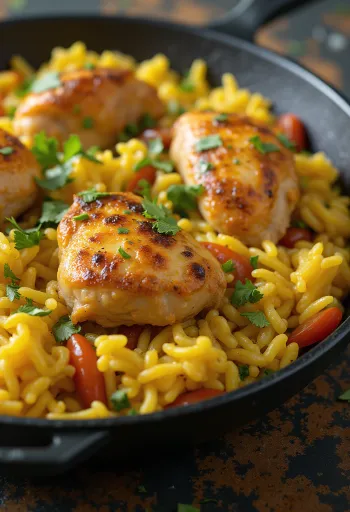 Arroz con Pollo, pollo speziato con riso servito con coriandolo