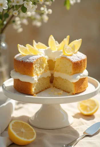 Torta al limone servita