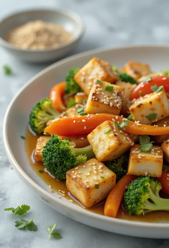 Tofu all'aglio con verdure