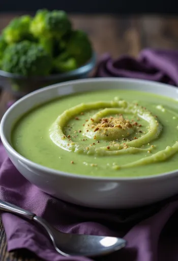 Crema di broccoli e panna servita