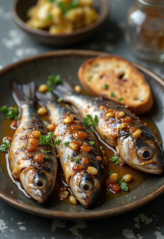 Sardine argentee grigliate nel cestello