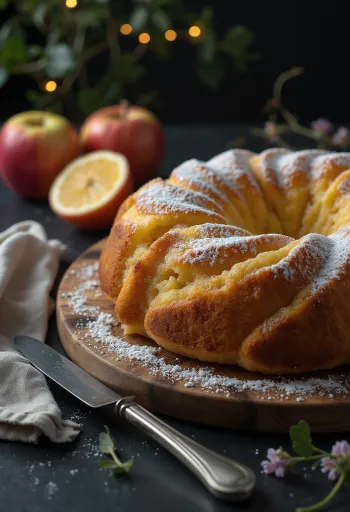 Ciambellone limone e mele servito