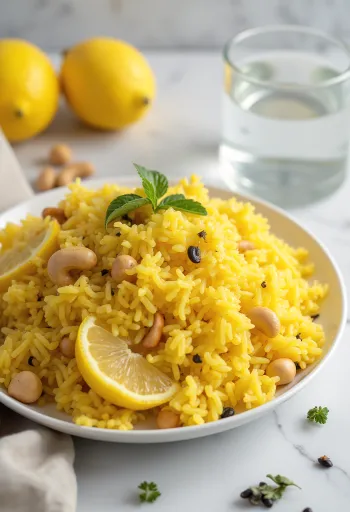 Riso speziato al limone servito