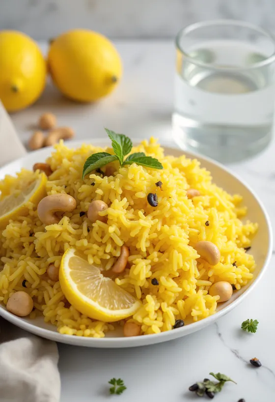 Riso speziato al limone servito