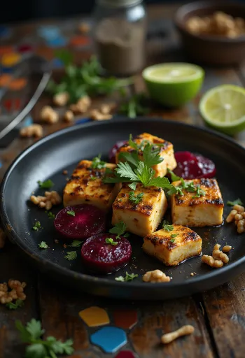 Tofu speziato al lime con insalata di barbabietola