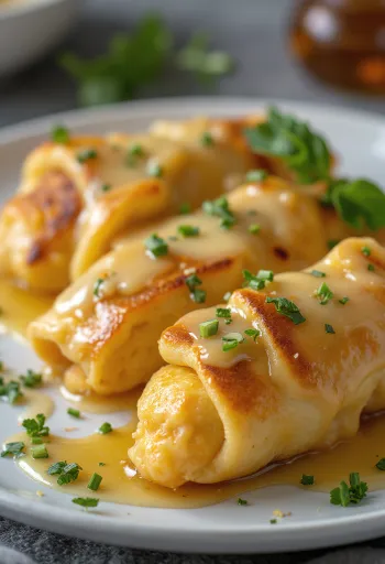 Crêpes al pollo con miele e senape appena sfornate