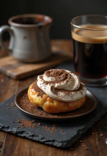 Semlor al gusto tiramisù, semlor appena sfornati, con crema al tiramisù e mandorle tostate