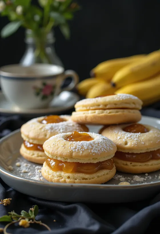Linzer limone e banana serviti