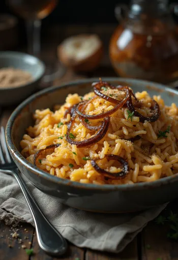 Riso speziato alle cipolle servito