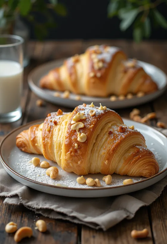 Croissant agli anacardi servito