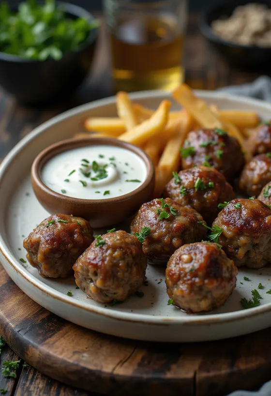 Polpette di agnello servite con salsa alla menta