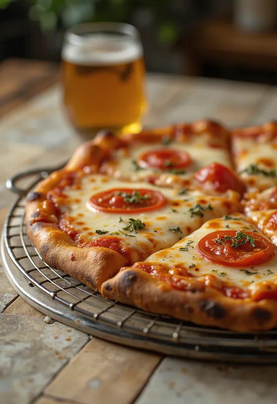 New York Style Pizza con impasto sottile e fette grandi