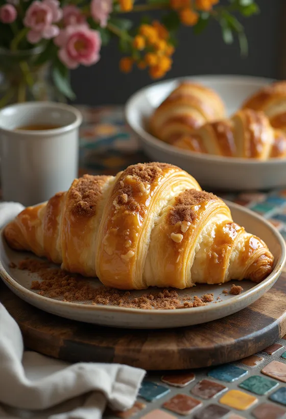 Croissant svedese alla cannella appena sfornato