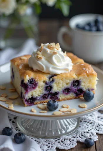 Torta di mandorle e mirtilli decorata con frutta