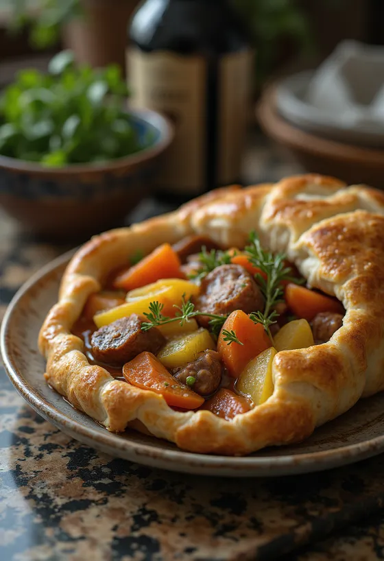 Baeckeoffe servito con pane fresco