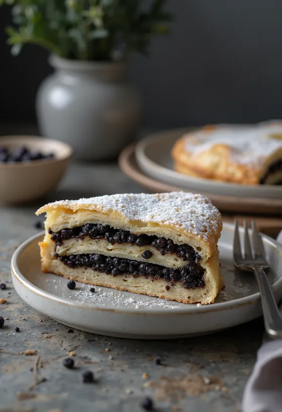 Crostata ai semi di papavero con impasto dorato e ripieno