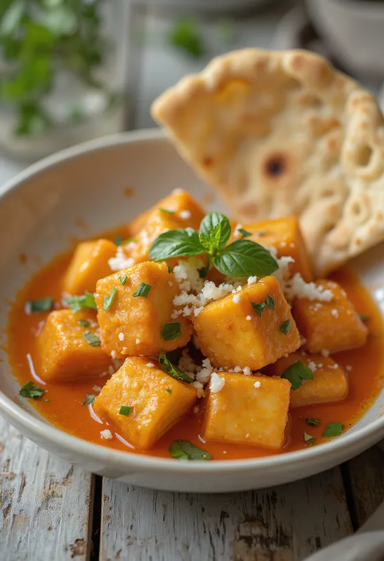 Tofu fritto in salsa thai servito