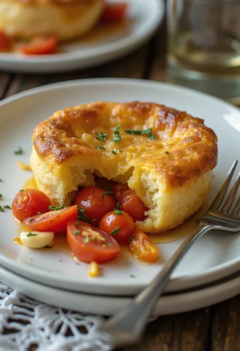 Yorkshire pudding con pomodoro, servito fresco