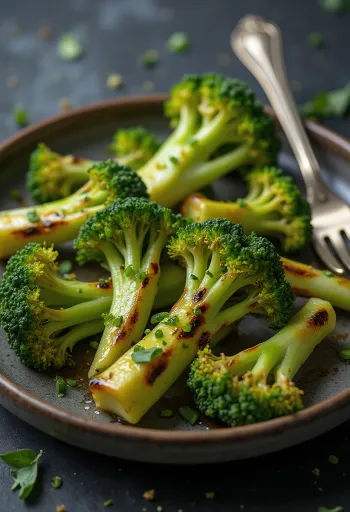 Gambi di broccolo grigliati al BBQ serviti