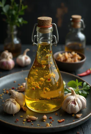 Salsa piccante all'aglio servita