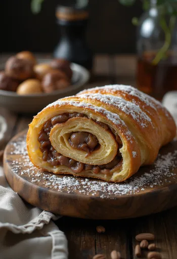 Bejgli alle castagne tagliato a fette, decorato
