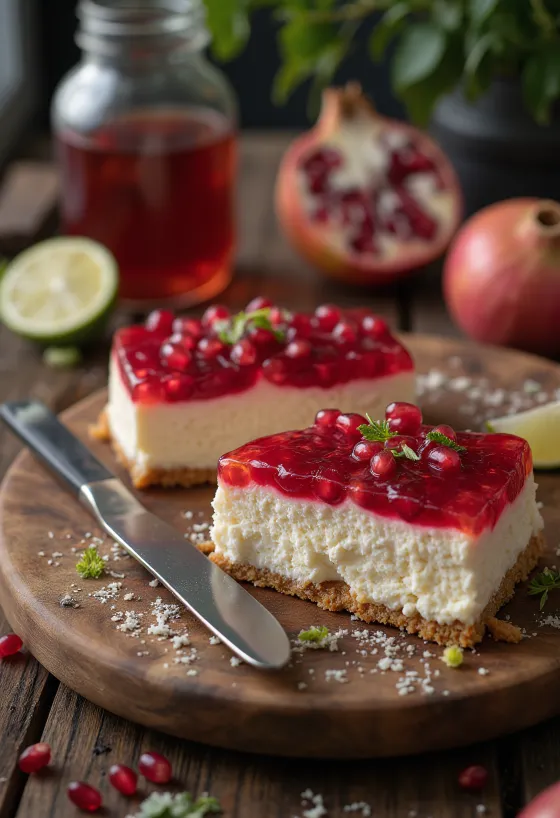 Cheesecake al melograno con decorazione