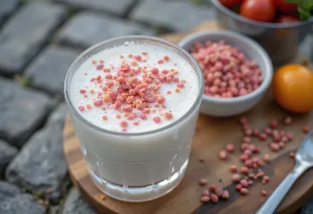 Ayran al pepe rosa servito con ghiaccio