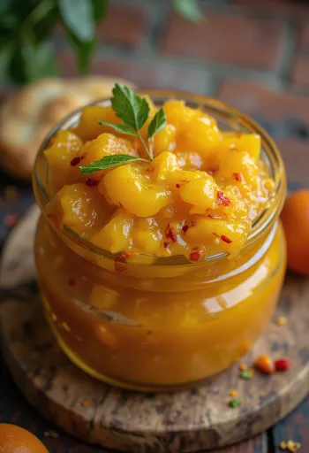 Chutney di mango piccante servito con pane naan