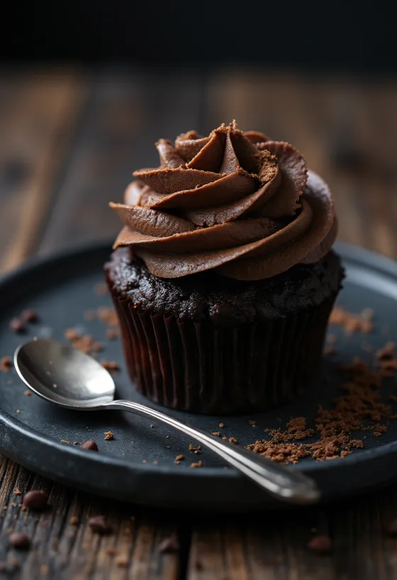 Cupcake al cioccolato fondente serviti