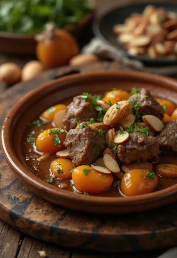 Tagine di agnello con albicocche servita con couscous