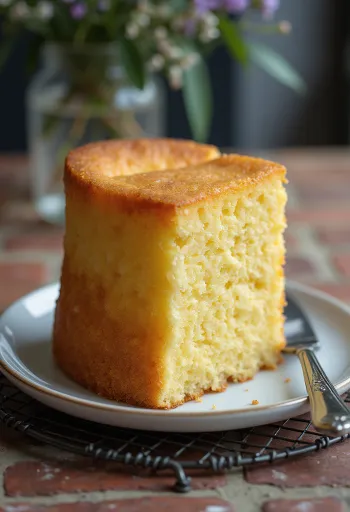 Torta al pan di spagna alla vaniglia servita