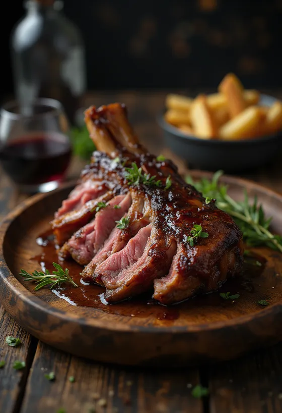 Spalla di agnello BBQ servita