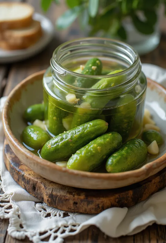 Cetrioli fermentati in barattolo di vetro