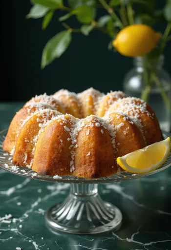 Ciambella al limone e cocco servita