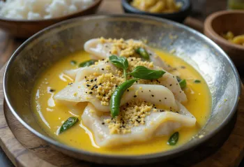 Doi ilish allo zenzero, servito in salsa allo yogurt in una ciotola fonda