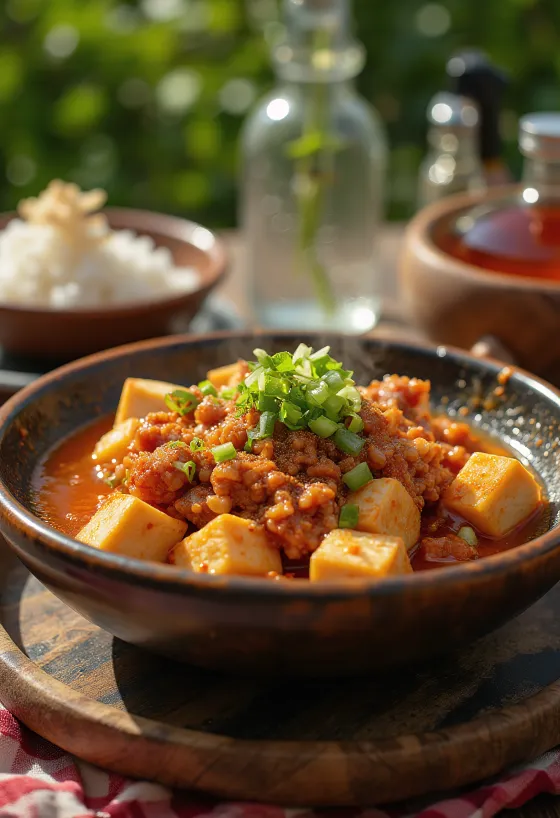 Mapo Tofu, tofu del Sichuan con macinato di maiale e salsa piccante