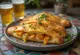 Calzone al pollo all'arancia appena sfornato su teglia