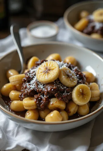 Gnocchi banana e cioccolato serviti