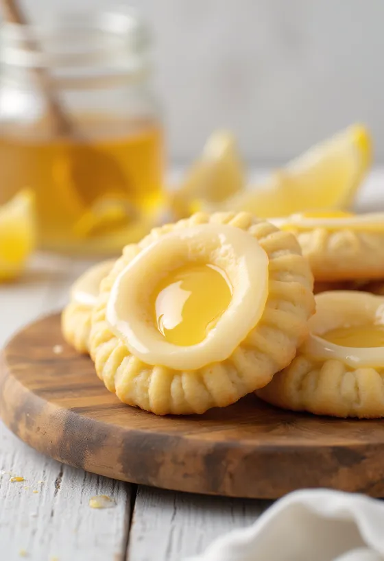 Linzer al limone e miele serviti