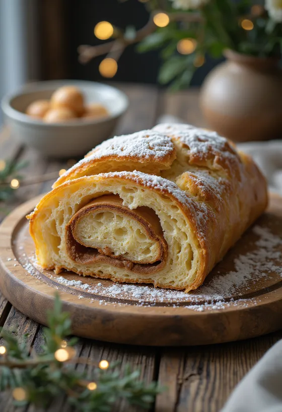 Stollen cannella e marzapane affettato
