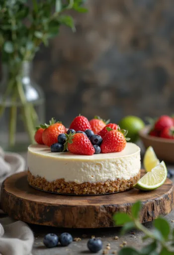 Cheesecake vegana servita