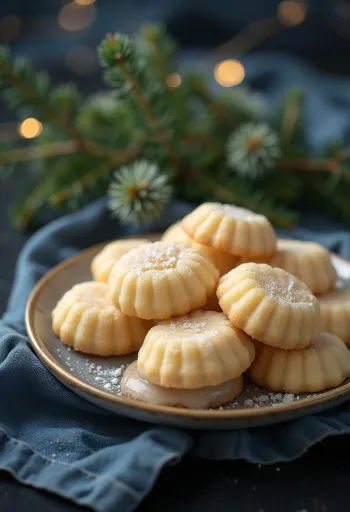 Biscotti rotondi dorati con glassa bianca lucida