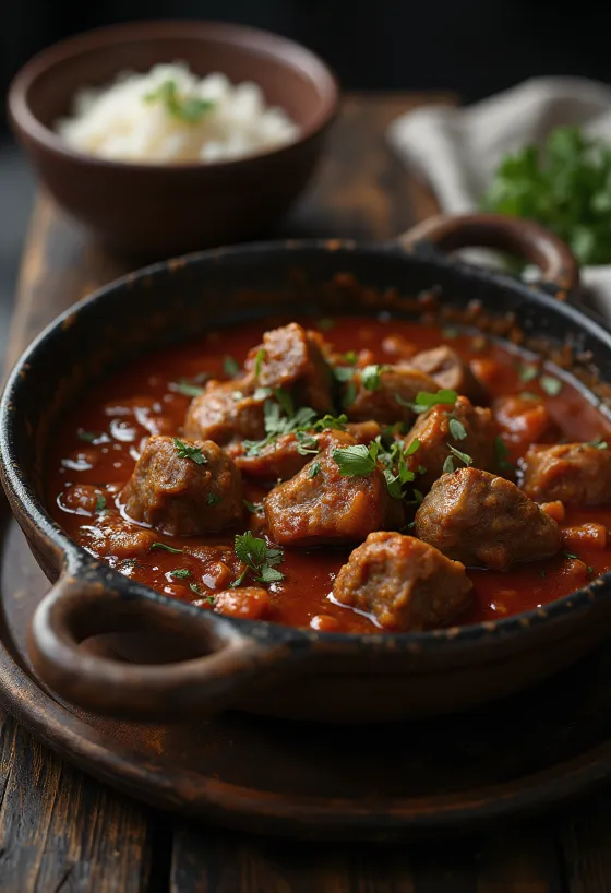 Rogan Josh di agnello, servito in salsa speziata