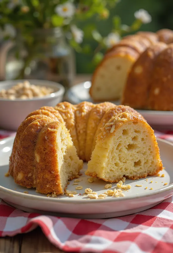 Ciambellone all'avena servito