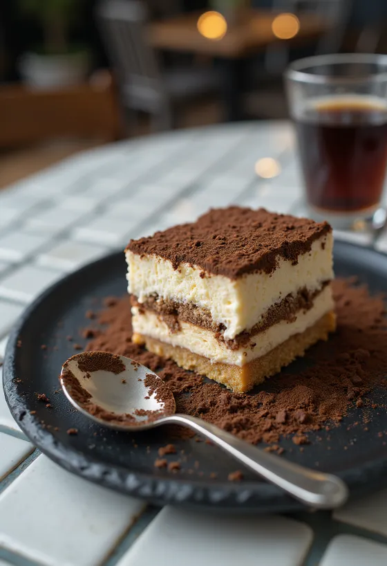 Torta Tiramisù spumosa spolverata di cacao