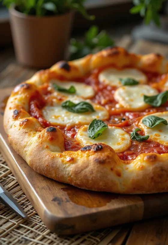 Fetta rettangolare di pizza con impasto alto