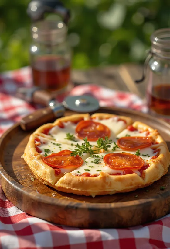 Waffle alla pizza serviti caldi